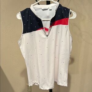Red white and blue Sleeveless Golf Top